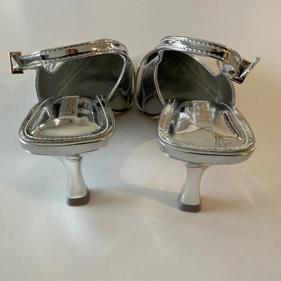 LARROUDE Ines  Silver Specchio  Pointed Toe Slingback Pumps Size 9.5 NEW - Picture 13 of 13